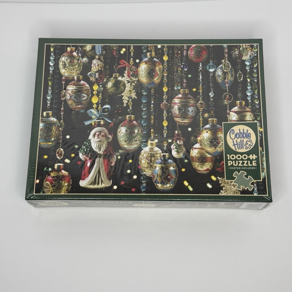 Cobble Hill Christmas Ornaments 1000 Piece Puzzle With Poster Brand New Sealed